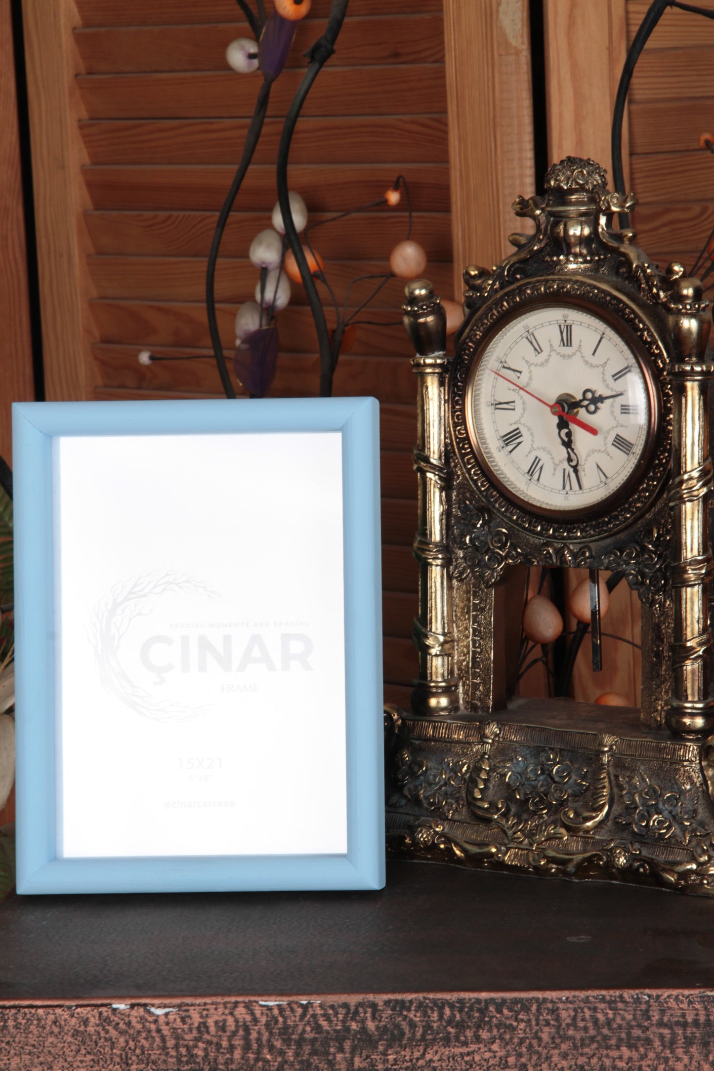 15x21 Derinlikli Mavi Ahşap Çerçeve